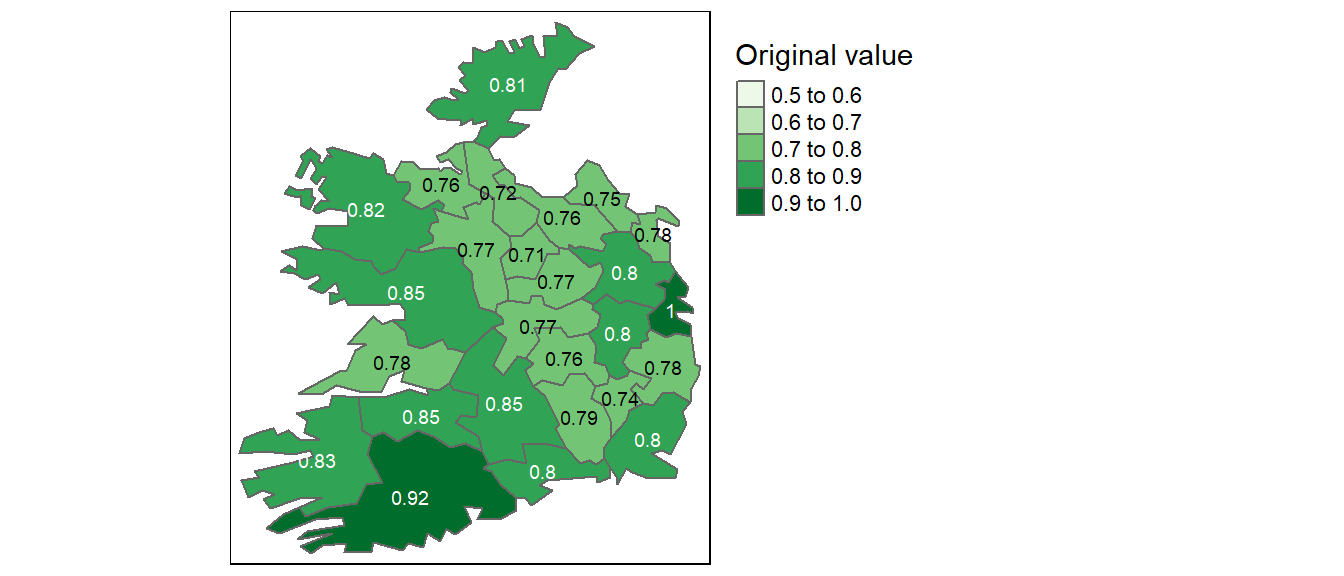 Map of data represented as decimal (float) values.