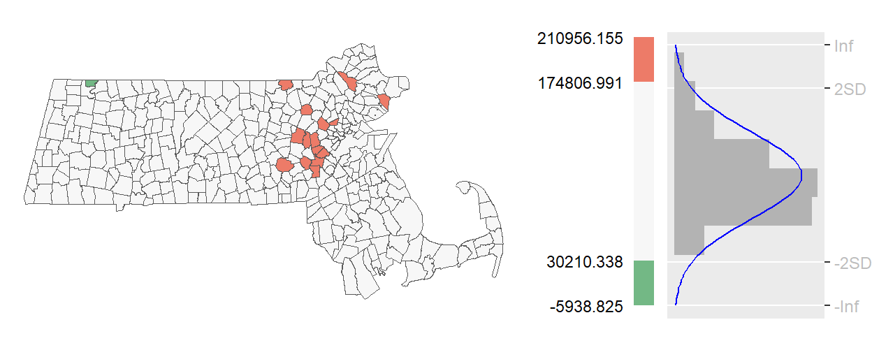 Example of a standard deviation outlier choropleth map.