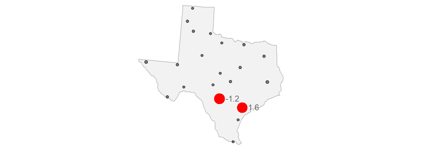 Locations of two sample sites used to demonstrate the calculation of *gamma*.