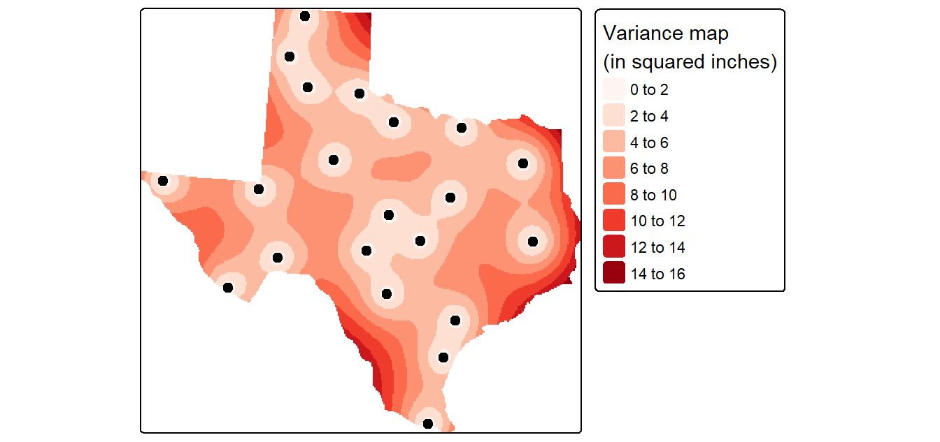 Variance map resulting from the Kriging analysis.