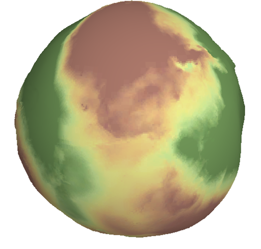 Earth's EGM 2008 geoid. The ondulations depicted in the graphics are exaggerated x4000.